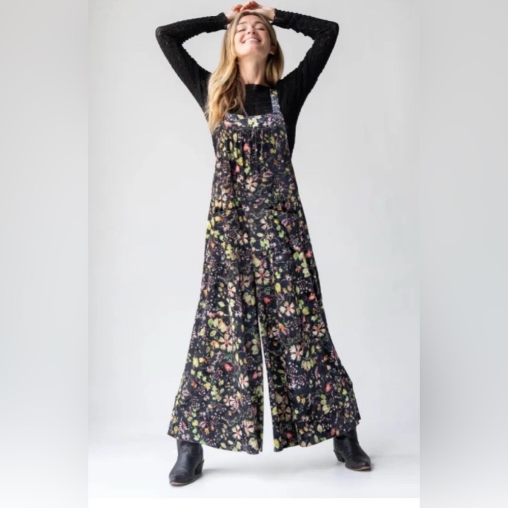 Natural Life Dakota Tie Velvet Wide Leg Overalls NWT